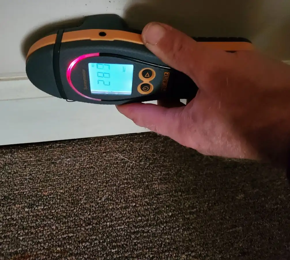 Moisture detection at baseboard during Burst Pipe Cleanup in Alafaya